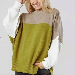 Free People Oversized Color Block Sweater Small
